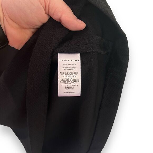 NEW Trina Turk Kadinsky One Shoulder Bell Sleeve Mini Dress in Black Size 6 $198 - Picture 8 of 10